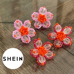 SHEIN VCAY 2 pair Handmade Beaded Flower Earrings